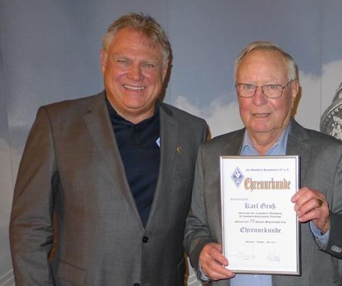 Karl Groß ist seit einem dreiviertel Jahrhundert ein echter Waldhöfer Ehrenabend 2023 Markgraf Groß