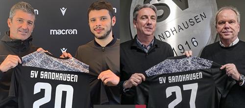 (Foto: SVS) Virtuelle Trikotübergabe, v. links, G. Pavanello, M. Becciu, J. Machmeier, V. Piegsa Macron wird Ausrüster des SV Sandhausen 1 Copy